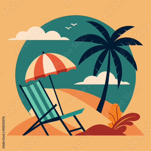 Sea beach vector art illustration (9)