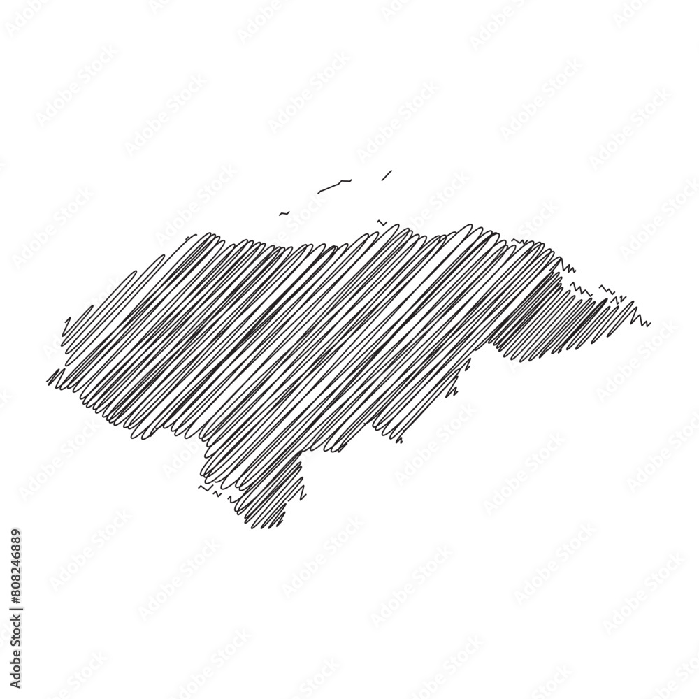 Honduras thread map line vector illustration Honduras thread map line vector illustration