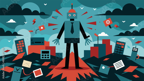 A makeshift figure fashioned from media buzzwords and fearering tactics planted in a vast expanse of information reaping chaos and uncertainty in its.