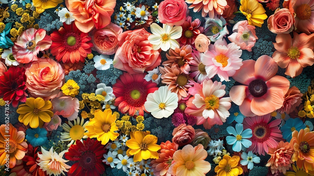 Background of colorful natural flowers