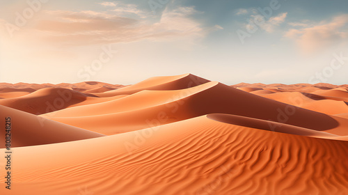 Warm landscape with sandy shores. Bright colors. Generative AI photo