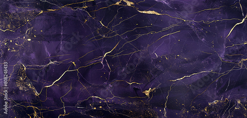 Sleek orchid purple midnight black marble background enhanced with delicate gold streaks for a high-end stone effect