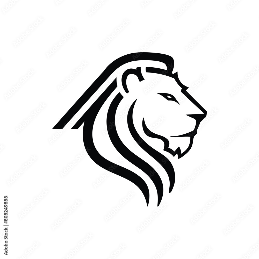 Fototapeta premium One Lion silhouette. Lion black icon on a white background