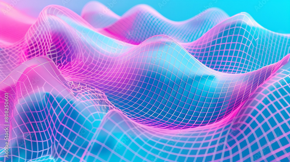 Vibrant gradient abstract wireframe background in cyan to magenta hues minimalistic  sleek for a digital aesthetic