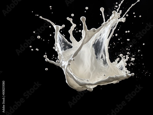 white milk splash on black
