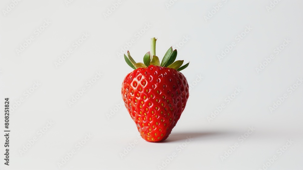 A single strawberry with bright red color and detailed texture on a white background. A single strawberry with bright red color and detailed texture on a white background.