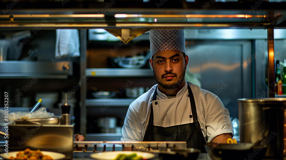 Portrait of a chef in uniform working in a restaurant kitchen Portrait of a chef in uniform working in a restaurant kitchen