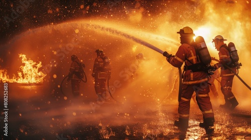 Firefighters battling a blaze
