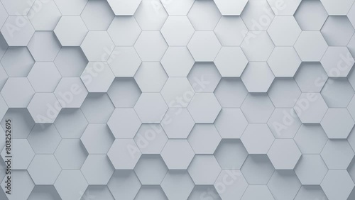 Hexagonal High Tech Corporate Background. Extruded 3D hexagons with soft shadows. Looped video.