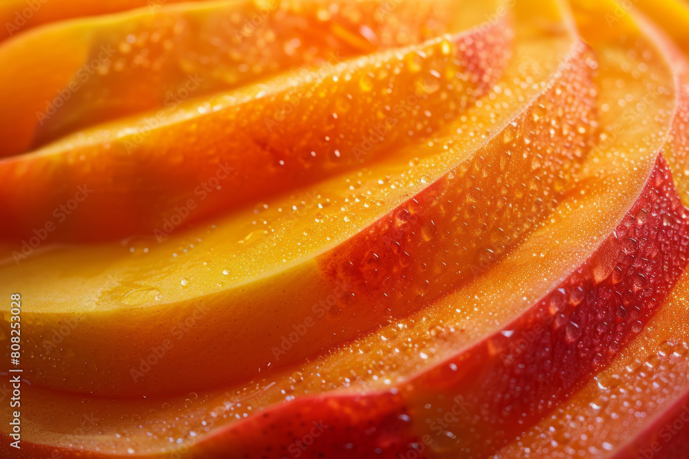 A bold, colorful interpretation of mango slices, with vivid yellows and warm oranges blending into each other, A bold, colorful interpretation of mango slices, with vivid yellows and warm oranges blending into each other,