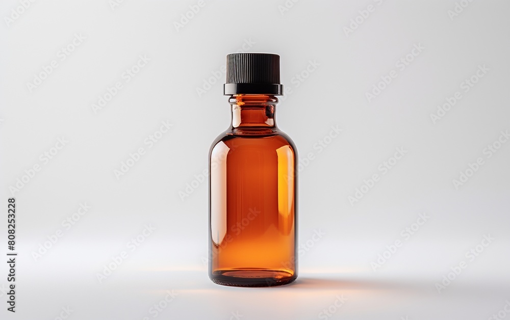 Brown Glass Bottle for Medical Use on Transparent Background