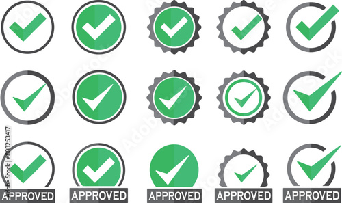set of approved or certified medal icons