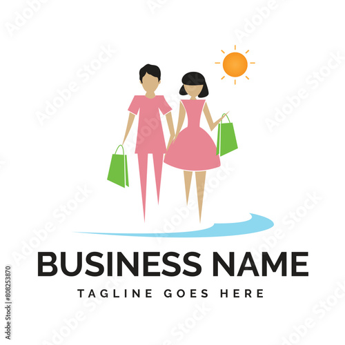 shopping girls going for shop logo
