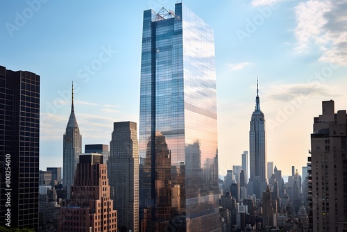 A cityscape with the building in the background. 