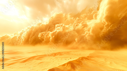 Blowing sands of the desert during a sandstorm. 
