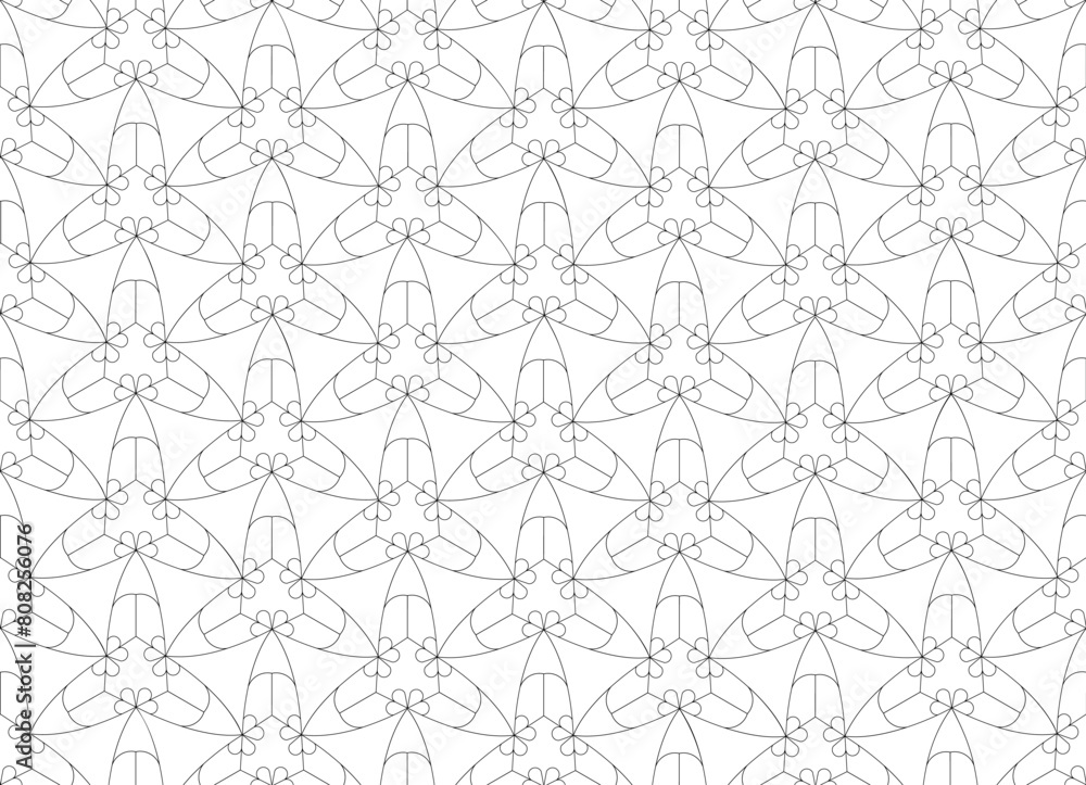 Seamless pattern with arabesque geometric and plant lines. Vintage elegant ornament vector illustration