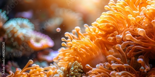Cities using biomimicry inspired by coral reefs to improve sustainability efforts. Concept Biomimicry, Coral Reefs, Sustainability, Urban Planning, City Development photo