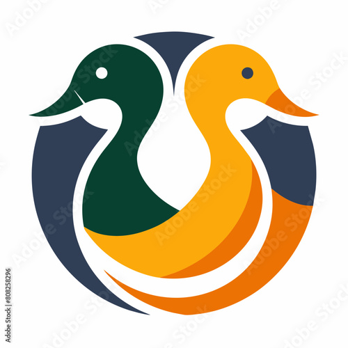 Two ducks logo icon two vector silhouette 