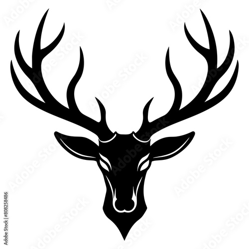 Minimalist deer antlers vector silhouette on white background 