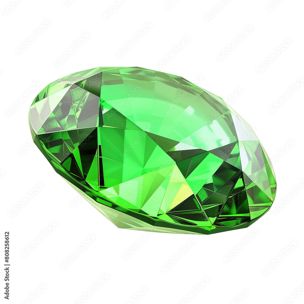 Oval Cut Green Gemstone on transparent or white background Oval Cut Green Gemstone on transparent or white background