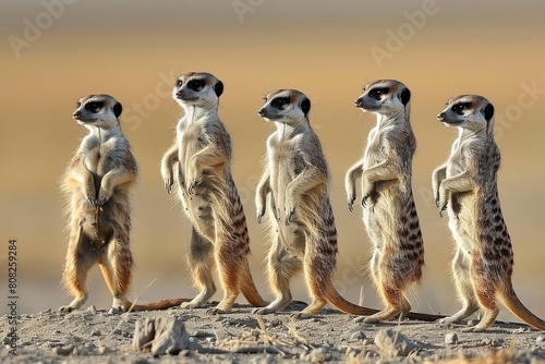 A Group of Meerkats Standing in a Row