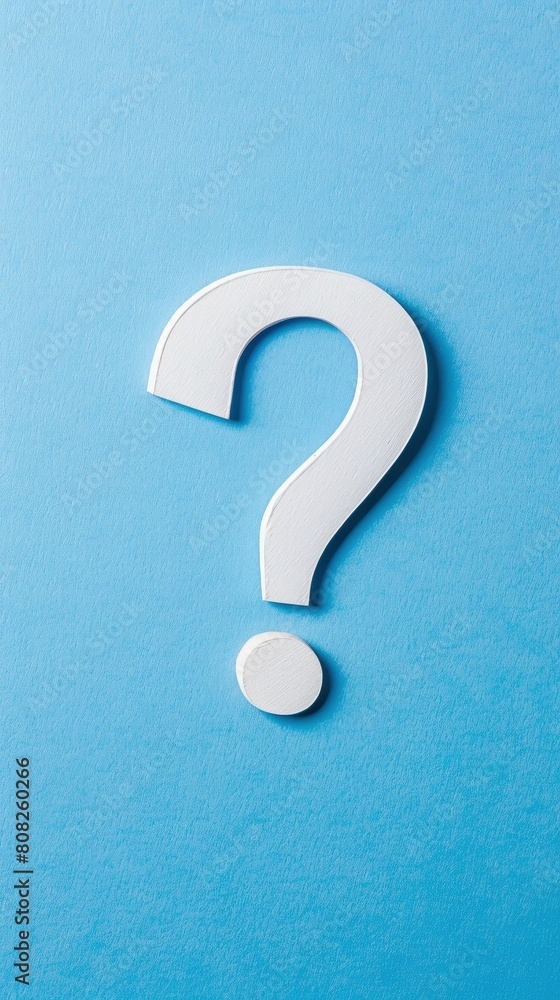 A question mark shape on blue background