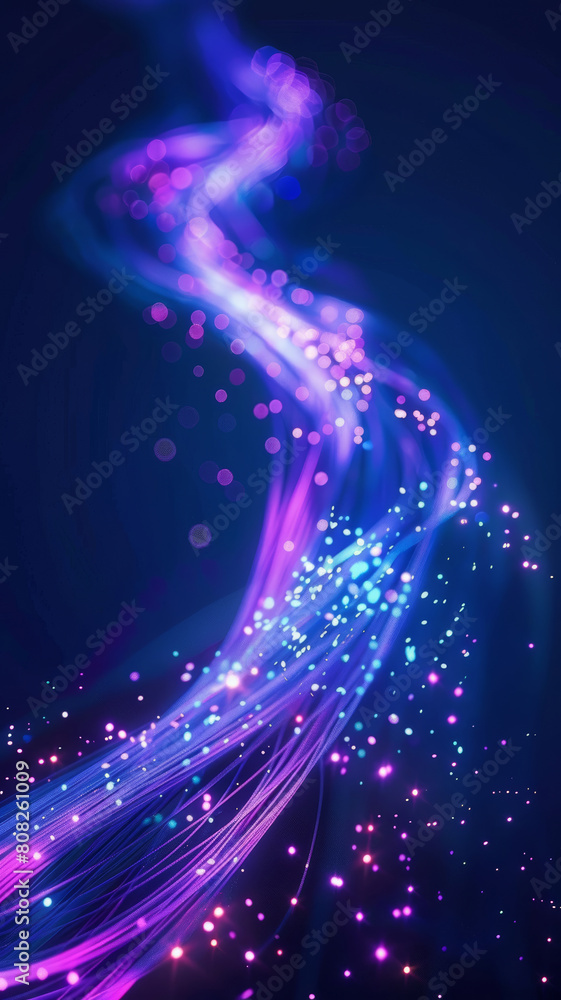 Radiant Purple Fiber Optic Light on Dark Blue