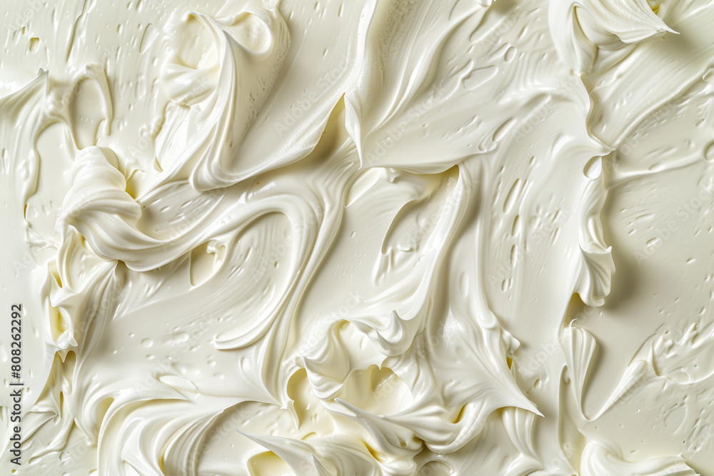 Delicious Vanilla Ice Cream Close-Up on Frosty White Background