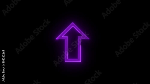 Wallpaper Mural Neon up direction arrow icon glowing neon purple color animation black background Torontodigital.ca