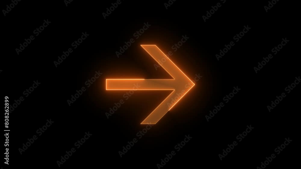 Right side arrow icon glowing neon brown color animation black background Right side arrow icon glowing neon brown color animation black background