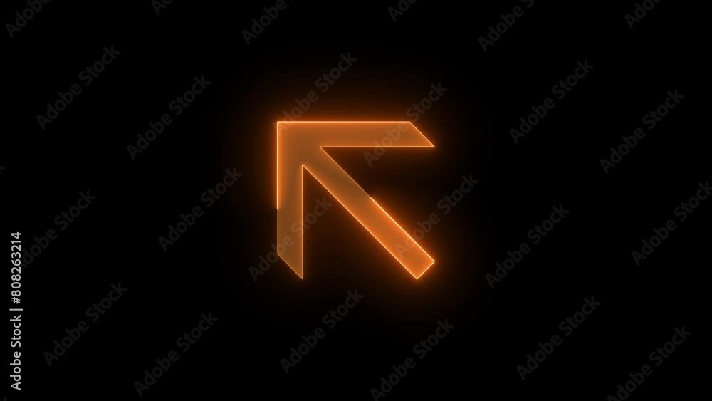 Up left side arrow icon glowing neon brown color animation black background Up left side arrow icon glowing neon brown color animation black background