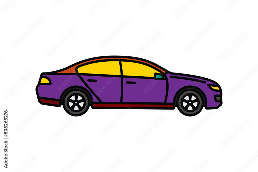 Original vector illustration. A passenger car. A contour icon.