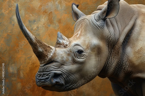 Hefty African rhino head. Animal head skin. Generate Ai