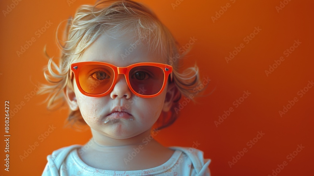 Little Girl Wearing Blue Sunglasses by Pool