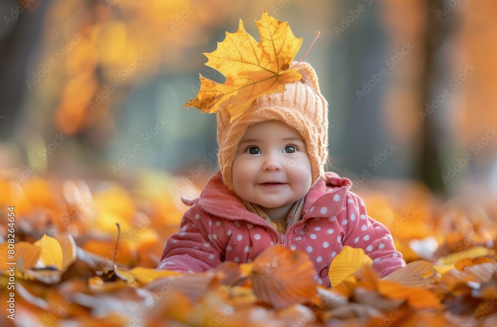 Little Girl Laying in Tree Leaves Little Girl Laying in Tree Leaves