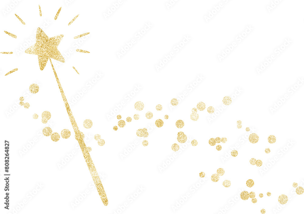 Samolepka Golden magic wand with sparkling tail