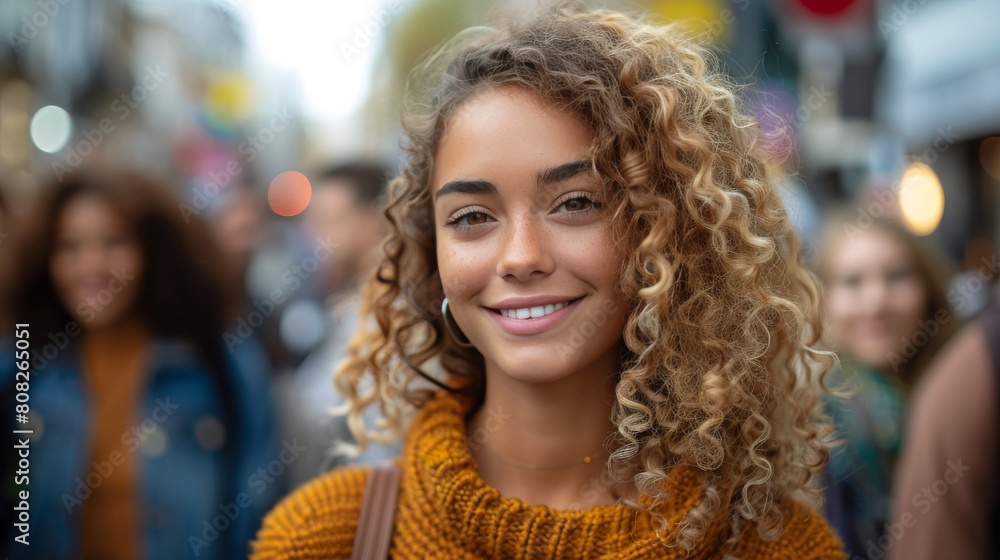 Woman Standing in Front of Crowd of People Woman Standing in Front of Crowd of People