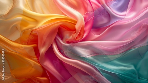 Abstract background of colored silk or satin twirling in the wind