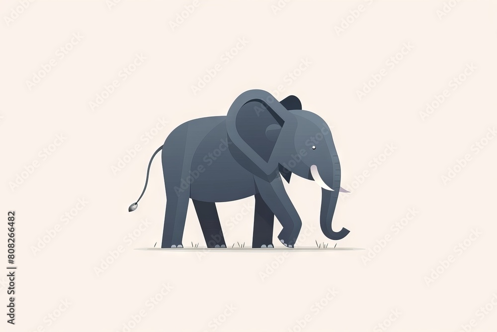 Obraz premium Digital illustration of Elephant isolated on light background. Majestic animal in its natural habitat. Concept of digital illustration, creativity, joyful design, cute animal, kids character.