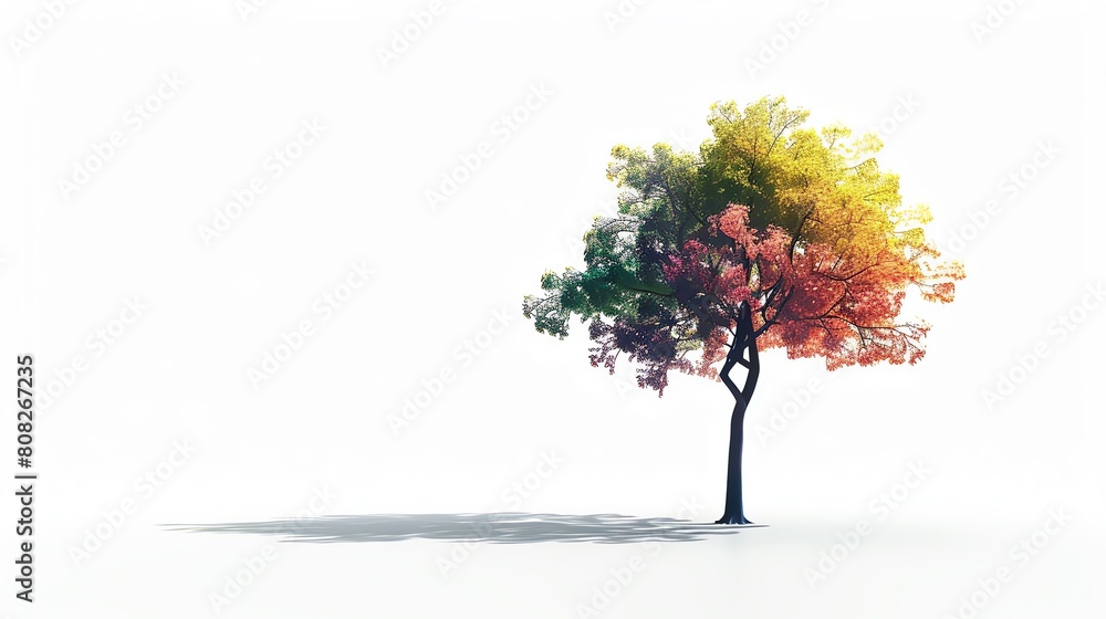 colorful tree isolated on solid white background colorful tree isolated on solid white background