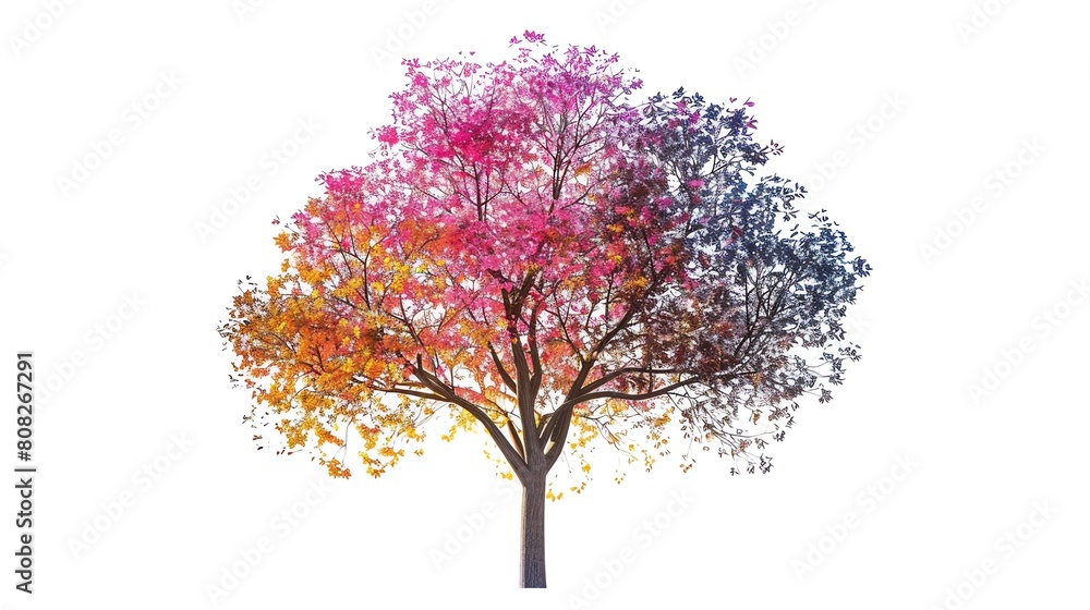Fototapeta premium Colorful tree isolated on solid white background
