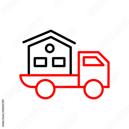 Moving Home  Vector Line Two Color Icon
