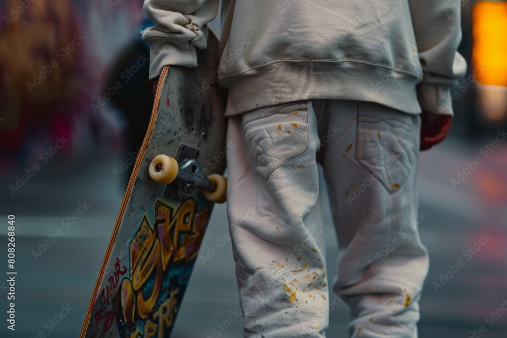 a man with skateboard on bokeh style background a man with skateboard on bokeh style background