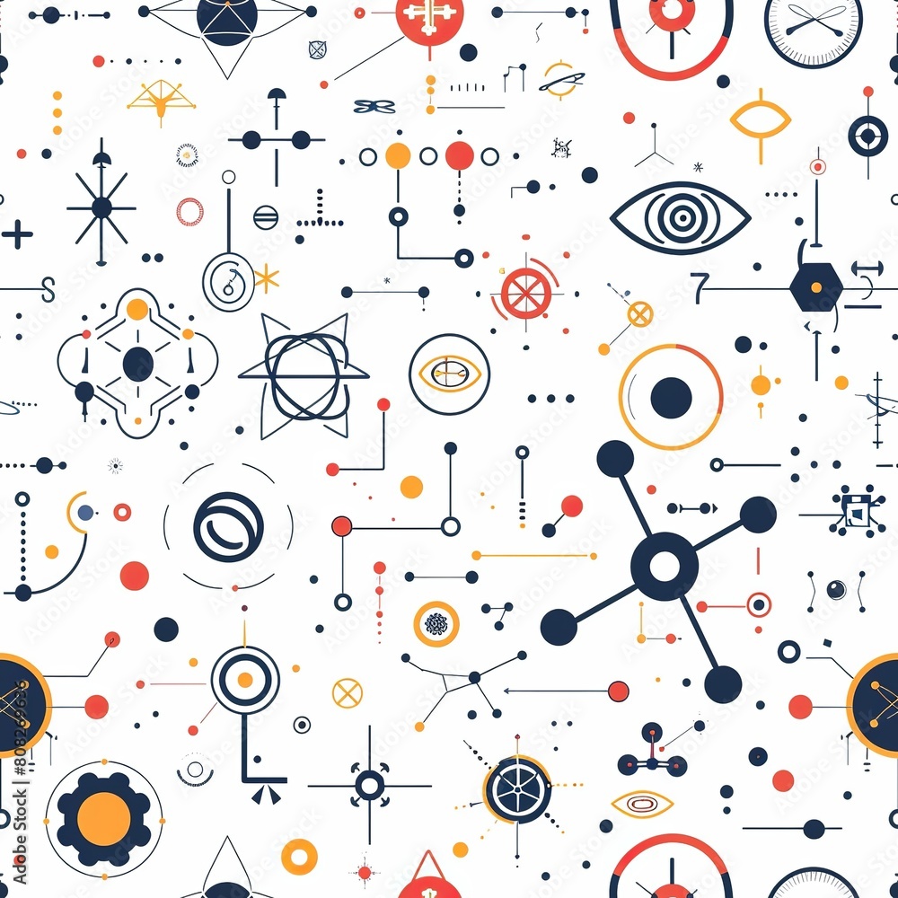 repeating flat vector line pattern atomic design sustainability shapes and icons