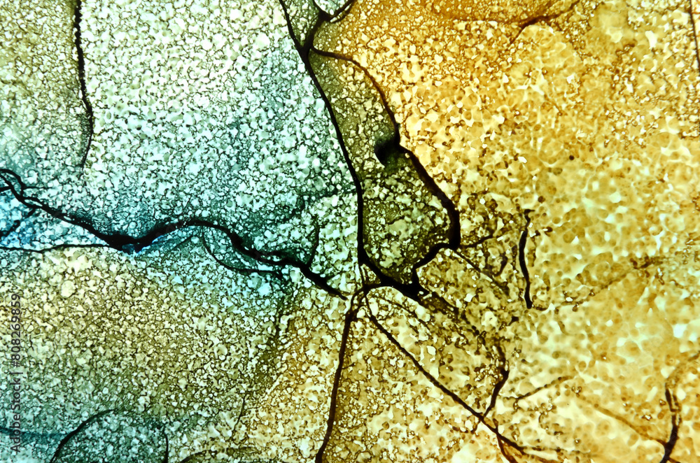 art background in yellow-blue tones from dry drops art background in yellow-blue tones from dry drops