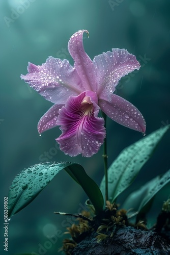 purple flower deep droplets sitting rock best light space overgrown orchids sephiroth silent echo tulip
