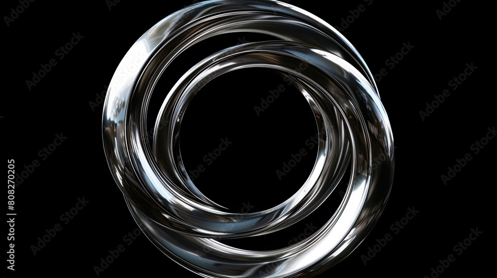 Titanium circle wave shape isolated on black background Titanium circle wave shape isolated on black background