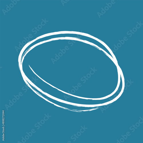Single white doodle pencil drawn oval circle. One grunge oval circle for highlighting  photo