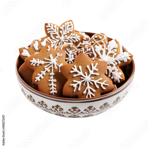 christmas gingerbread cookies on transparent background, clipping path, png, 