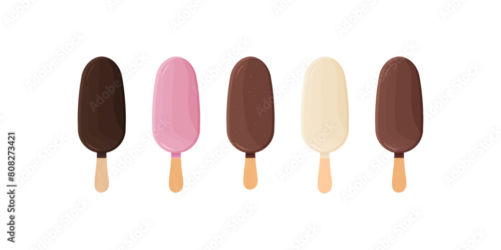 Deluxe Ice Cream Bars Collection - Vector Set of Gourmet Popsicles
